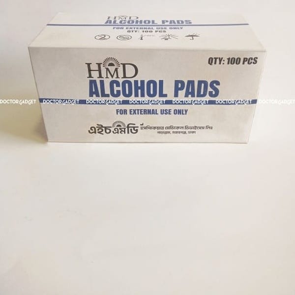 HMD Alcohol Pads 100 Pcs –[ Disposable Alcohol Swabs for External Use]