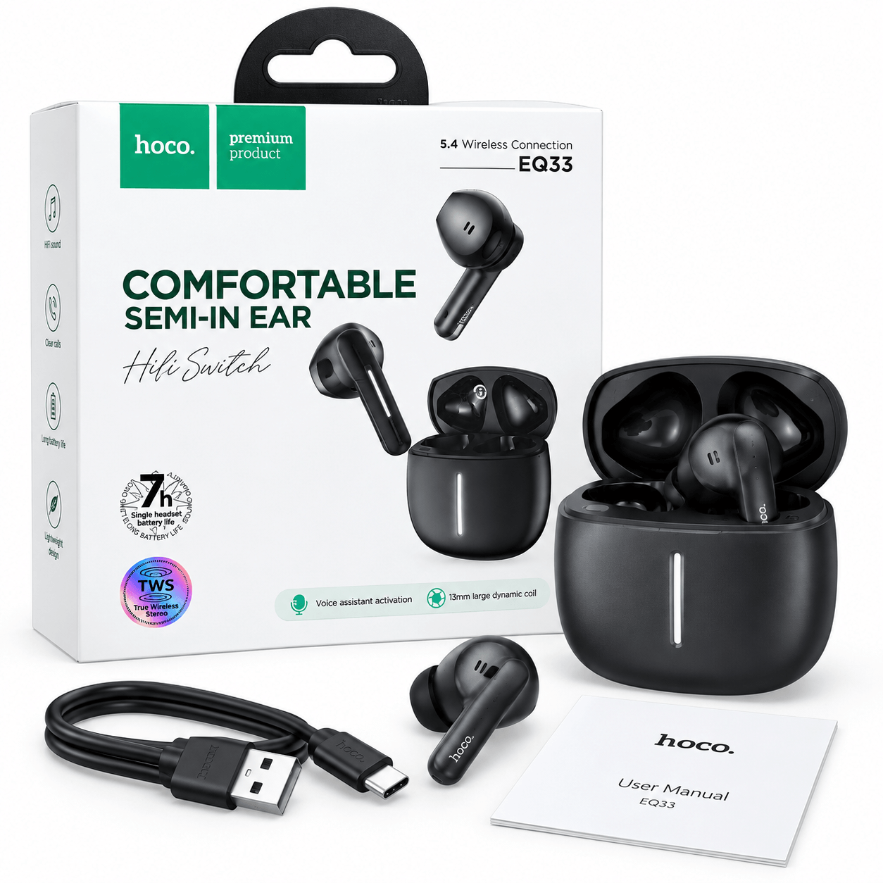 Hoco EQ33 Wireless Earbuds 5.4 Bluetooth TWS Earbuds